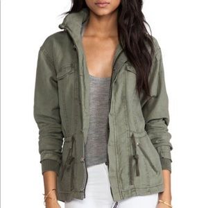 michael star khaki utility linen jacket - small